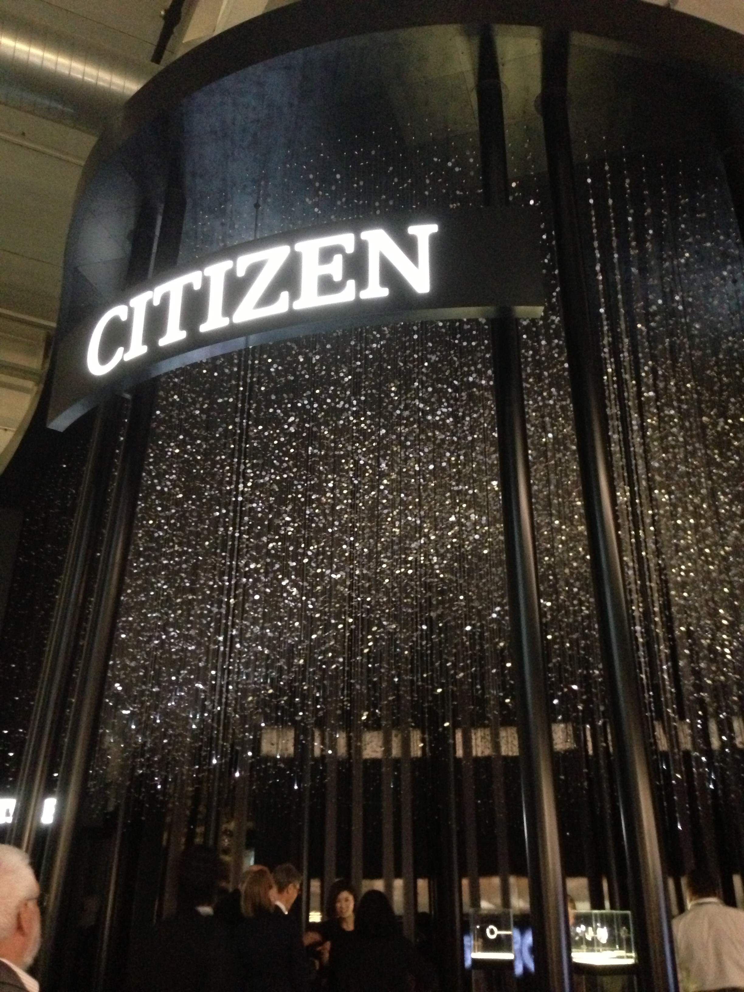 At Citizen they had made a starry sky with small gears from the inside of a Watch hanging from the ceiling.