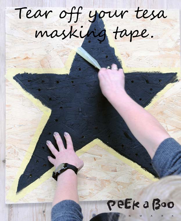 Tear off your tesa masking tape when the paint is try.